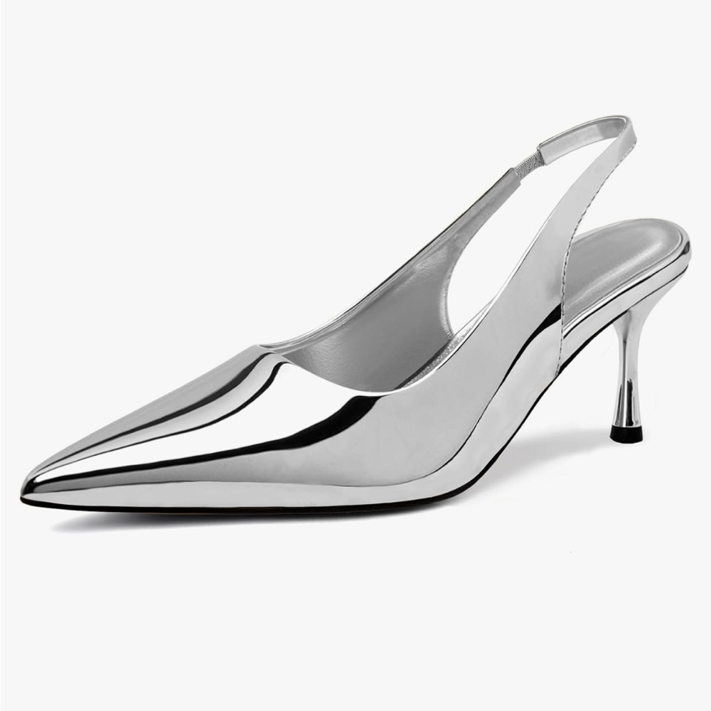 Silver Slingback Heels